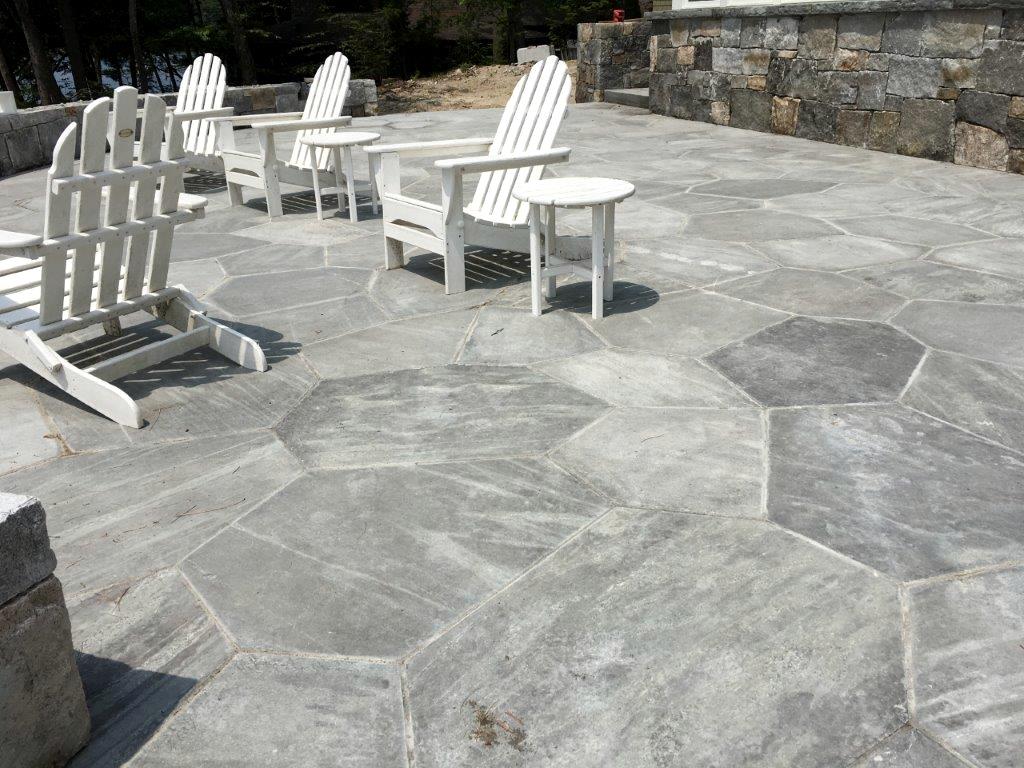 Finished hardscape patio using stone quarried on-site